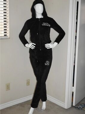 Barbie X Billie Eilish Black Velour Tracksuit Set Pants And Hoodie Jacket Set S